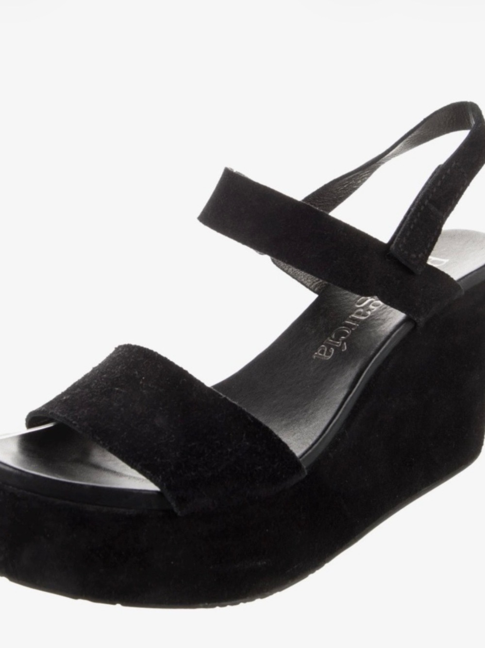 Pedro Garcia Black Suede Platform Wedge Sandal